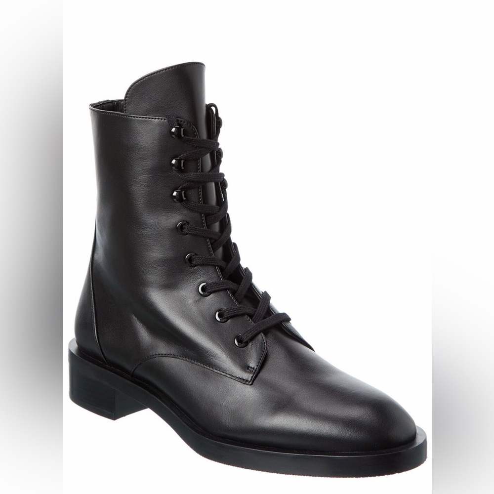 Stuart Weitzman Dark Leather Lace Up Botties